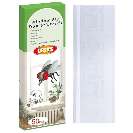 LFSYS 50 Pack Window Fly Trap, Fruit Fly Traps for Indoors, Fly Paper Sticky Strips, Fly Traps for Indoors Clear