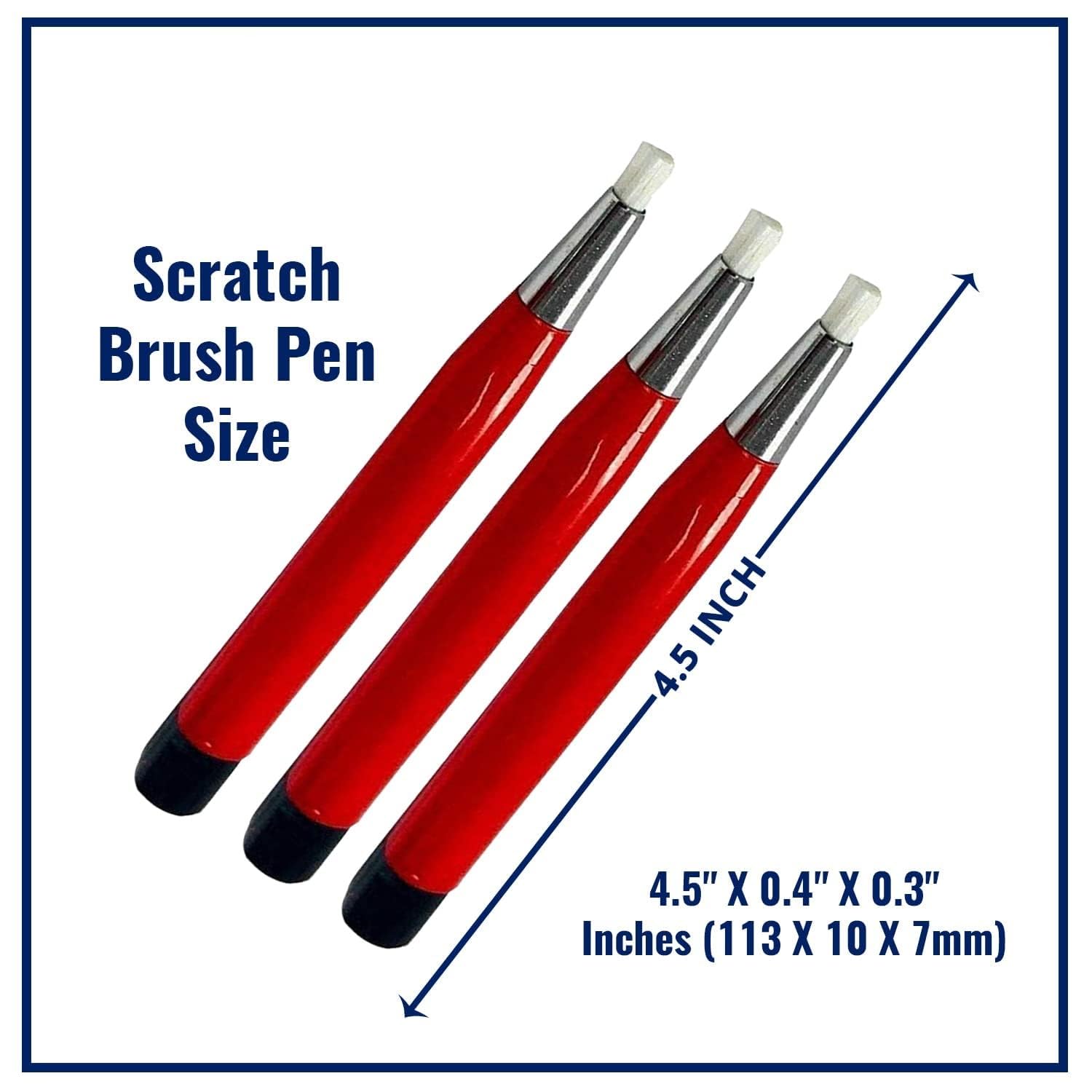 3-Piece Fiberglass Scratch Brush Pens for Jewelry, Watch, Coin & PCB Cleaning