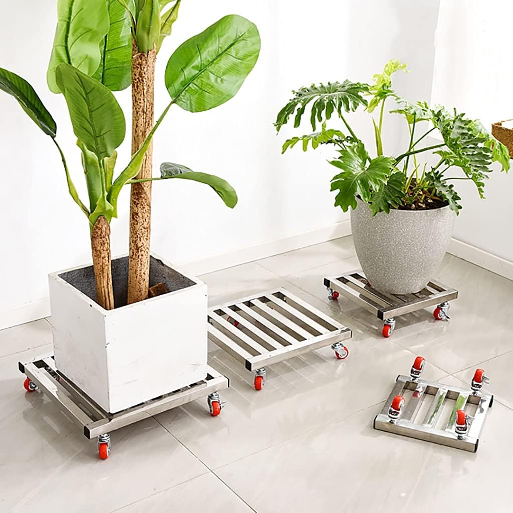 国内最安値 金属製鉢置台 移動 植木鉢台 鉢受プレート プランター 台車 プランター鉢 360 のロック可能なキャスターホイール 屋内屋外のための可動植物の植物の植物の植物の植物の鉢植えの植物の太手の植物のスタンド Color Silver Size 50cm Rachelbaptista Com Br