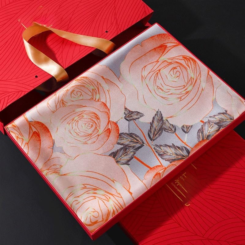 Fashion Luxury Rose Long Silk Scarf Women's Satin Digital Printed Lightweight Sunscreen Shawls