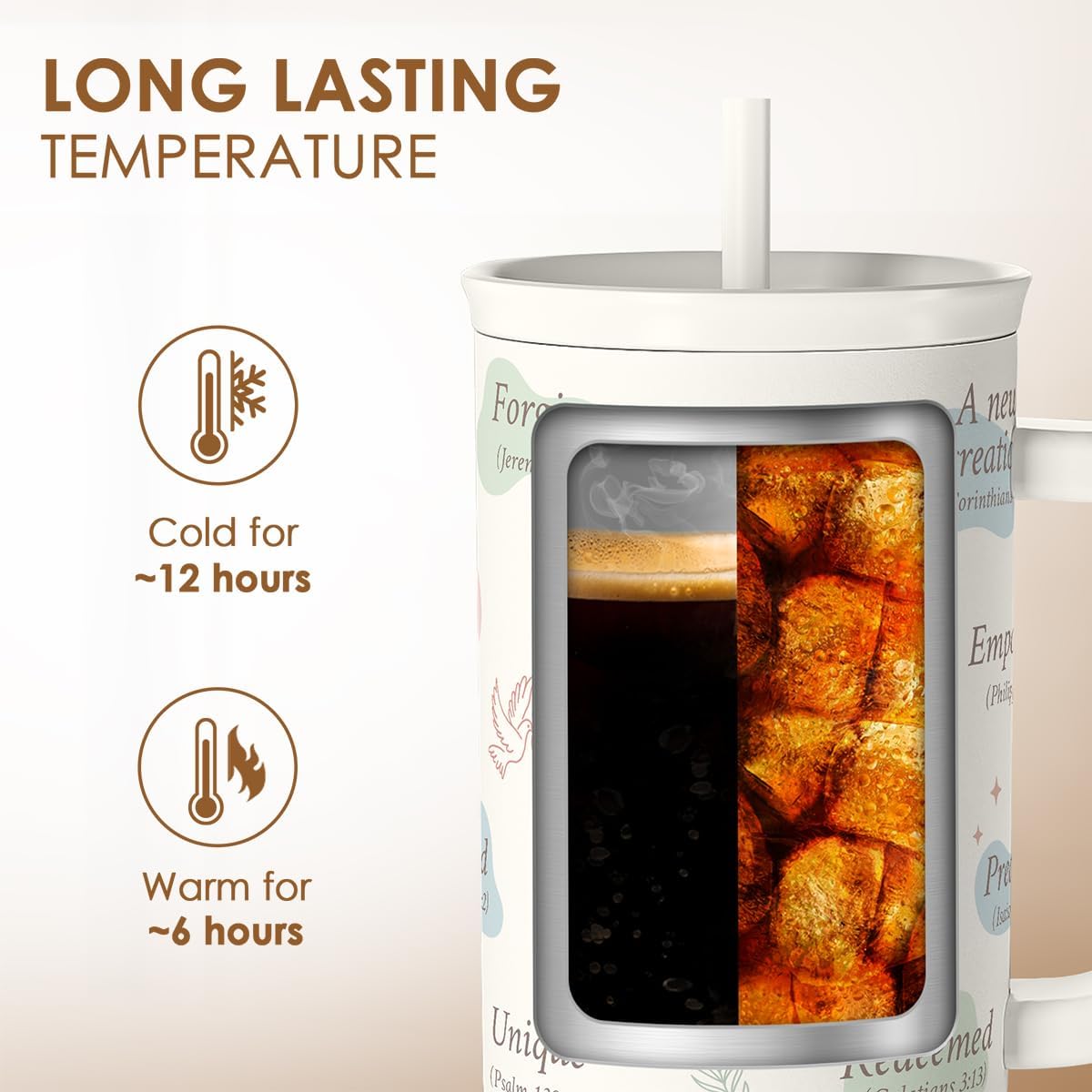 SANDJEST Christian Gift for Women – Inspiration Insulated Stainless Steel Tumbler with Handle and Straw - Religious Gifts for Birthday Christmas, 40oz - Image 5