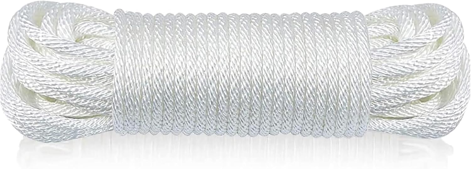 1/4" Flagpole Rope - Solid Braid Polyester Flag Halyard Line Designed for Flag Pole (50 Feet)
