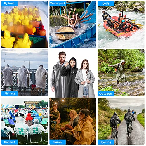 BFONS 3Pack Rain Ponchos for Adults Reusable,3 Colors EVA Raincoats for Women Men with Drawstring Hood and Sleeves,Waterproof Rain Coats Perfect for Camping, Hiking & Travel Outdoor Accessories