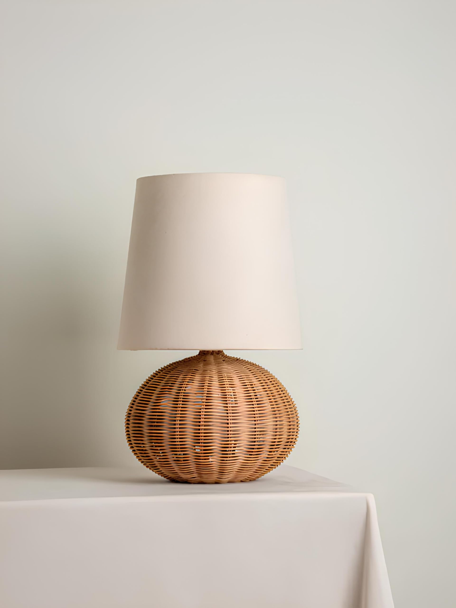 AKWAY Bamboo Bedside Table lamp for Bedroom | Rattan Study | Cane Table lamp for Home Decoration | Wicker (Bulb not Included) (Brown) - Sun-image-26