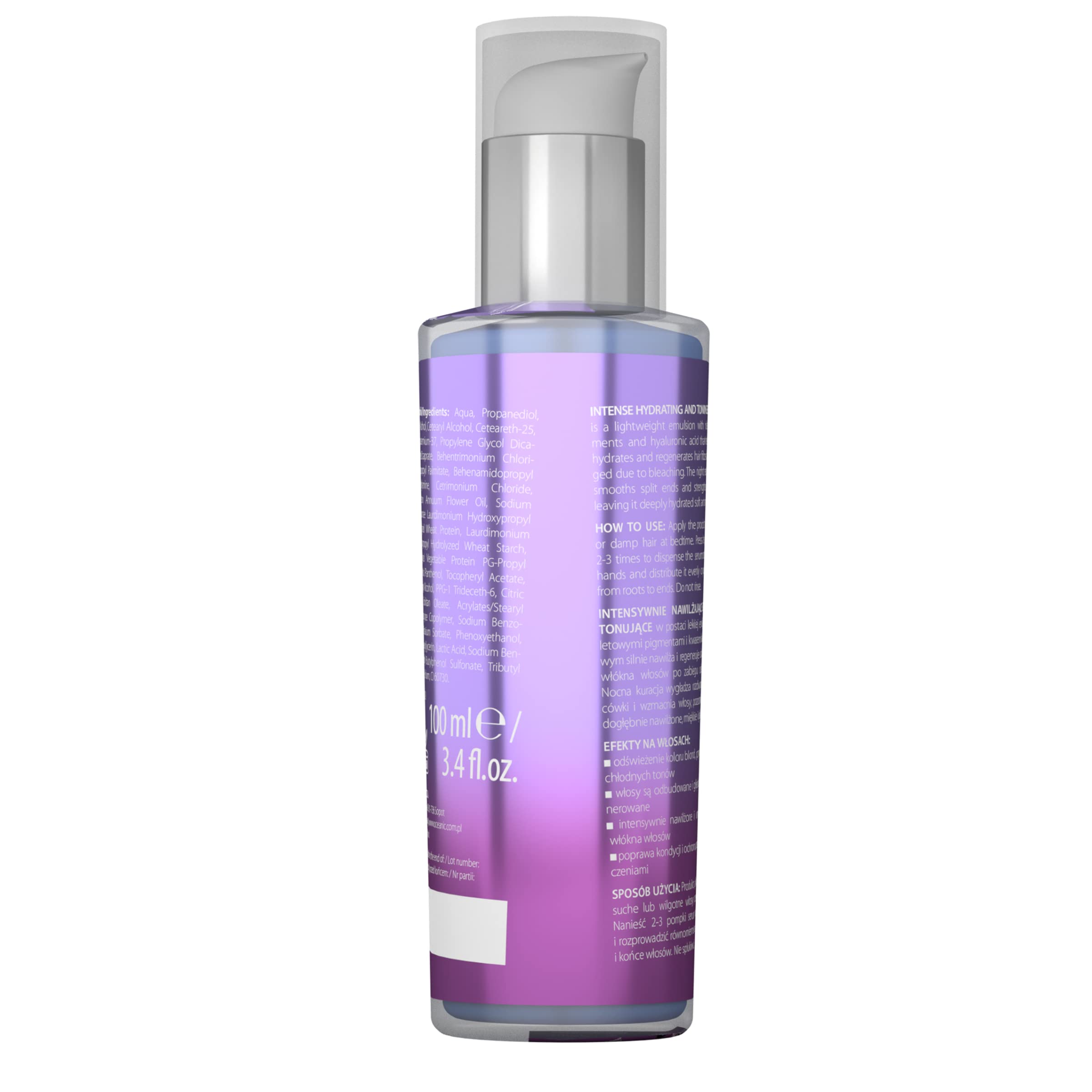 Biovax Ultra Violet Intensywnie nawilżające serum tonujące na noc do włosów blond i siwych 100 ml