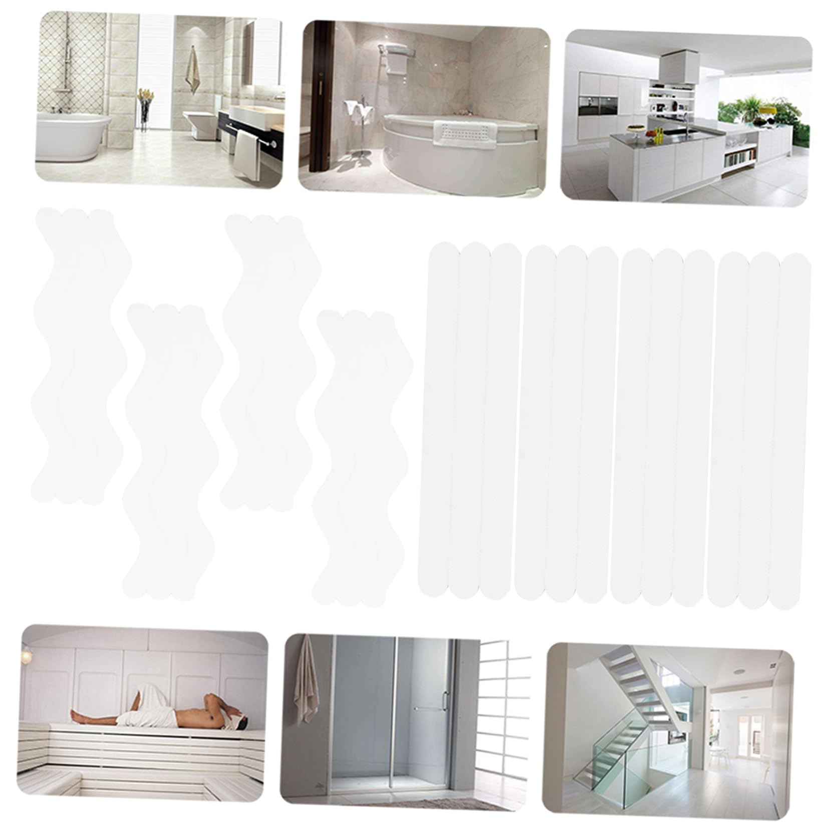 Housoutil 144pezzi Pz Adesivi Antiscivolo per Bagno e Scale Strisce Resistente all Usura per Sicurezza Famigliare Completo