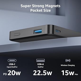 SIXTHGU Magnetic Power Bank for Magsafe, 10000mAh Wireless Portable Charger, 22.5W Fast Charging, PowerMag for iPhone 17/16/15/14/13/12 Pro/Pro Max/Plus/Mini, Titanium