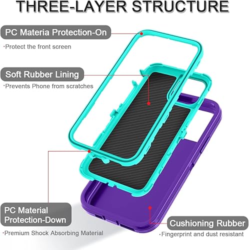 Miniatura 2 de I-HONVA Funda para iPhone 11 Pro a prueba de golpes, a prueba de polvo y caídas, 3 capas de protección de cuerpo completo sin protector de pantalla