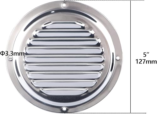 Miniatura 2 de XK Marine - Ventilación redonda con listones de acero inoxidable, paquete de 2 rejillas de ventilación para caravana marina