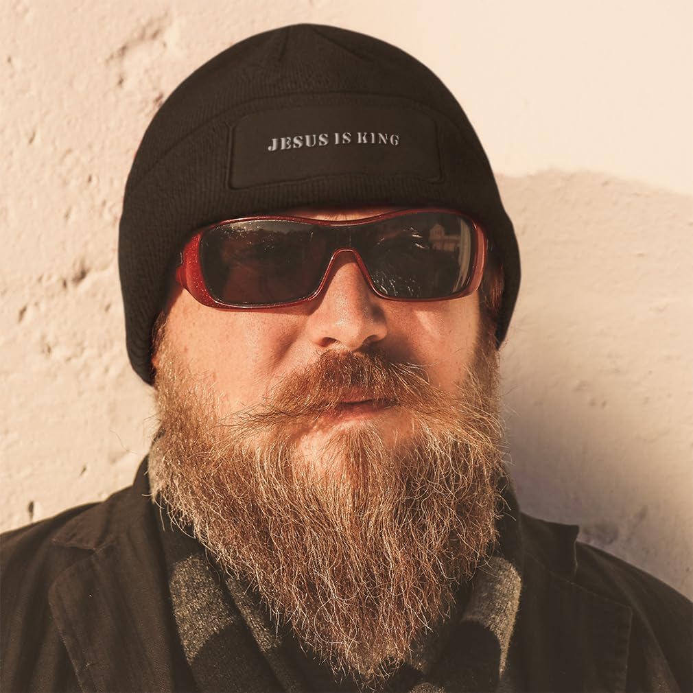 Custom Patch Beanie Jesus is King Military Soldier Style Christ Skull Cap Hats for Men & Women One Size