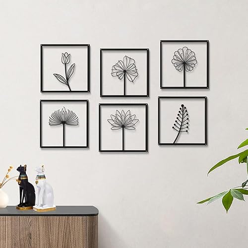 Vista 6 de PITI DIY Black Metal Wall Decor, Iron Wall Hanging Decor Sculptures, 3D Wall Art for Living Dinning Room Home Bedroon Office Apartment