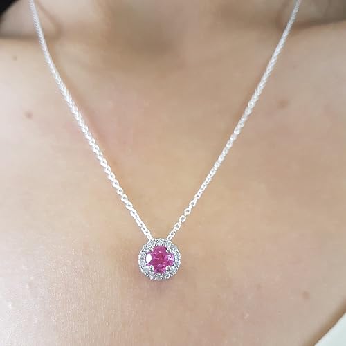 Miniatura 5 de Dazzlingrock Collection - Colgante redondo con halo de diamantes blancos (14 K, 0.217in), oro blanco