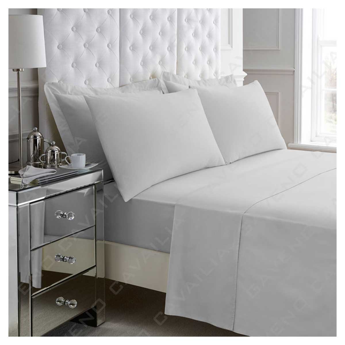 Gc Gaveno Cavailia Silver Gaveno Cavalia Luxury Non-Iron Poly Cotton Percale Flat Sheet Double