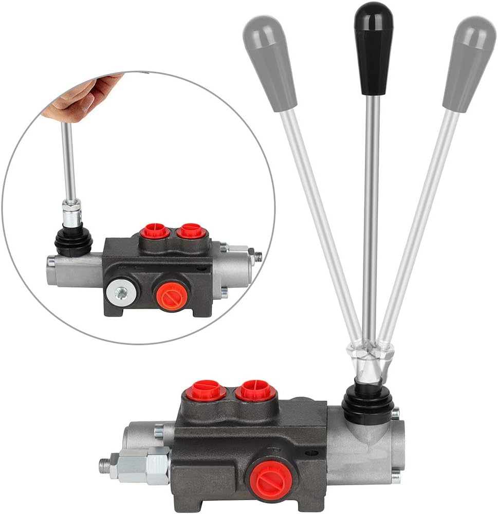 Hydraulic Flow Control Valve 1 Spool 11 GPM G Ports Adjustable Relief Lever Handle Double Acting Parallel Center Tractor Loader W/Joystick Small Tractors/Tanks Loaders Log Splitters 3600 PSI