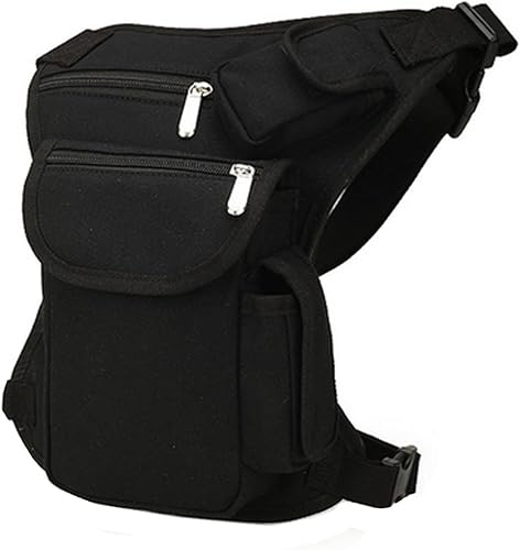 Riñonera de lona, riñonera multiusos para carreras, táctica, de pierna caída, para motocicleta, ciclismo al aire libre, bolsa de muslo, Negro -,