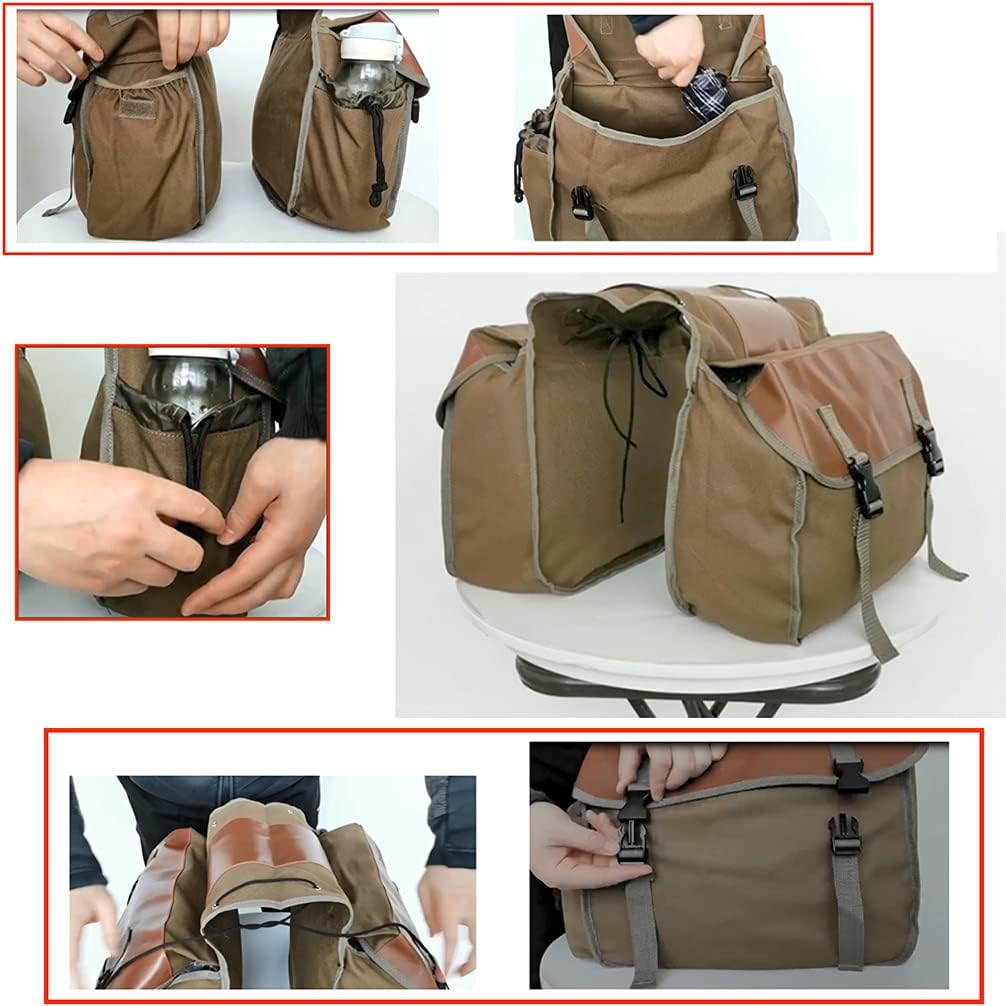 Bicycle Panniers Bag Portable Bike Saddle Bag Large Capacity Bicycle Rear Seat Bag Bike Cargo Bag Bike Rack Trunks Rear Seat Carrier Pack Storage Pouch (Brown)