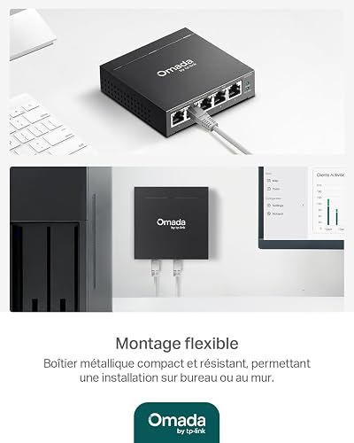 TP-Link Omada Switch PoE Gigabit 5 Ports RJ45, 4 Ports PoE+ 65W, ES205GP - 10