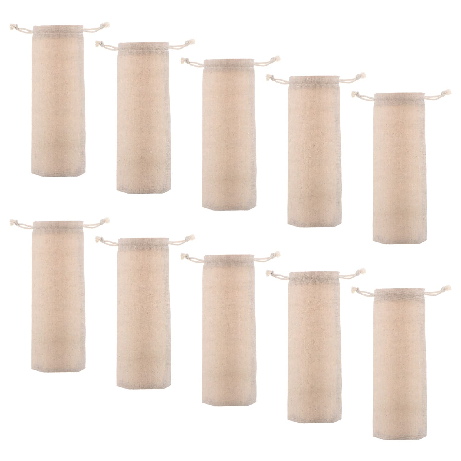 CIYODO 10 Pcs Bag Cotton Pouch Straw Storage for Travel Drawstring Easy Wash Linen Material