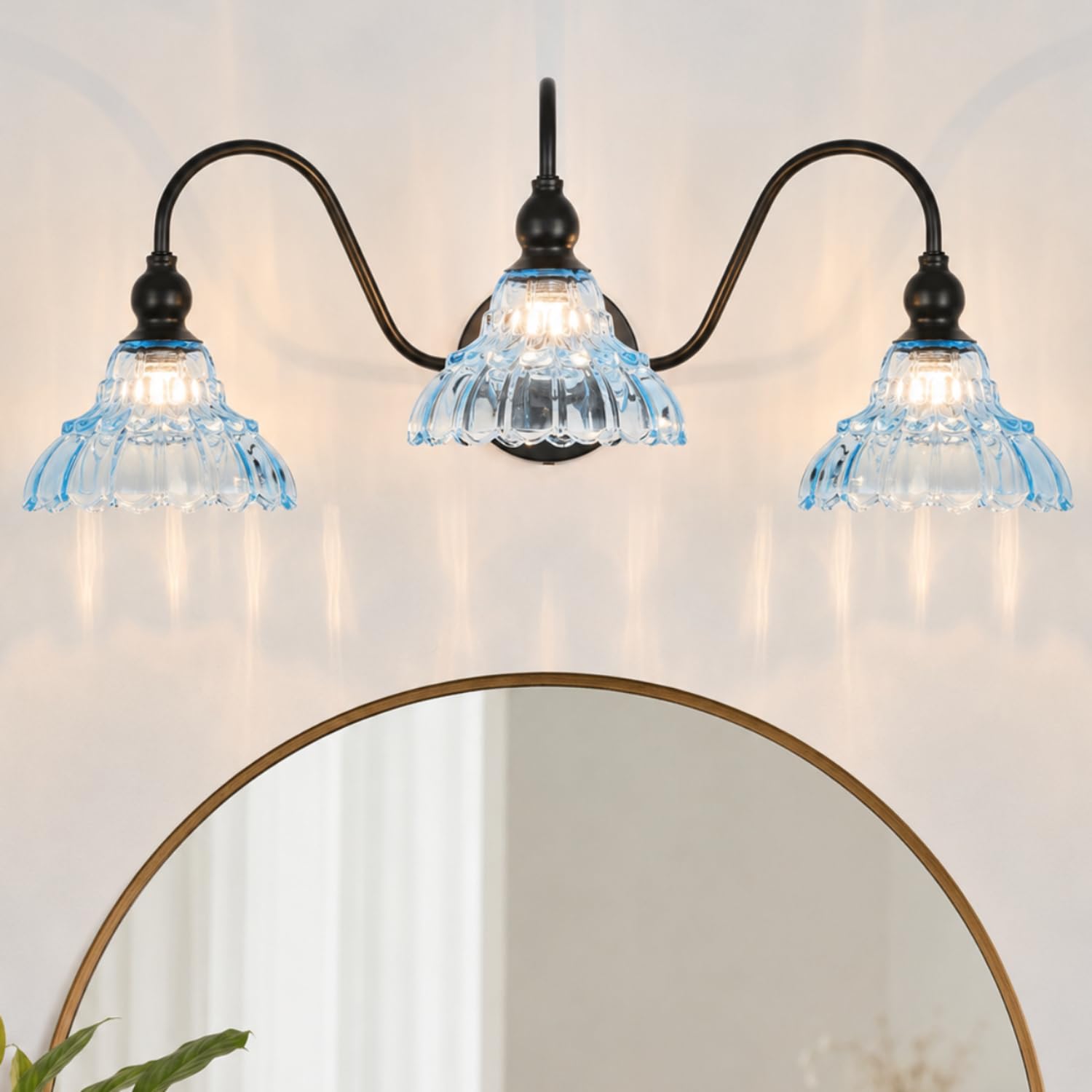 Vintage Bathroom Vanity Lights 3-Light Bedroom Vanity Lighting Fixtures Blue Wall Sconces for Mirror Pictures Hallway Dining Room Kitchen