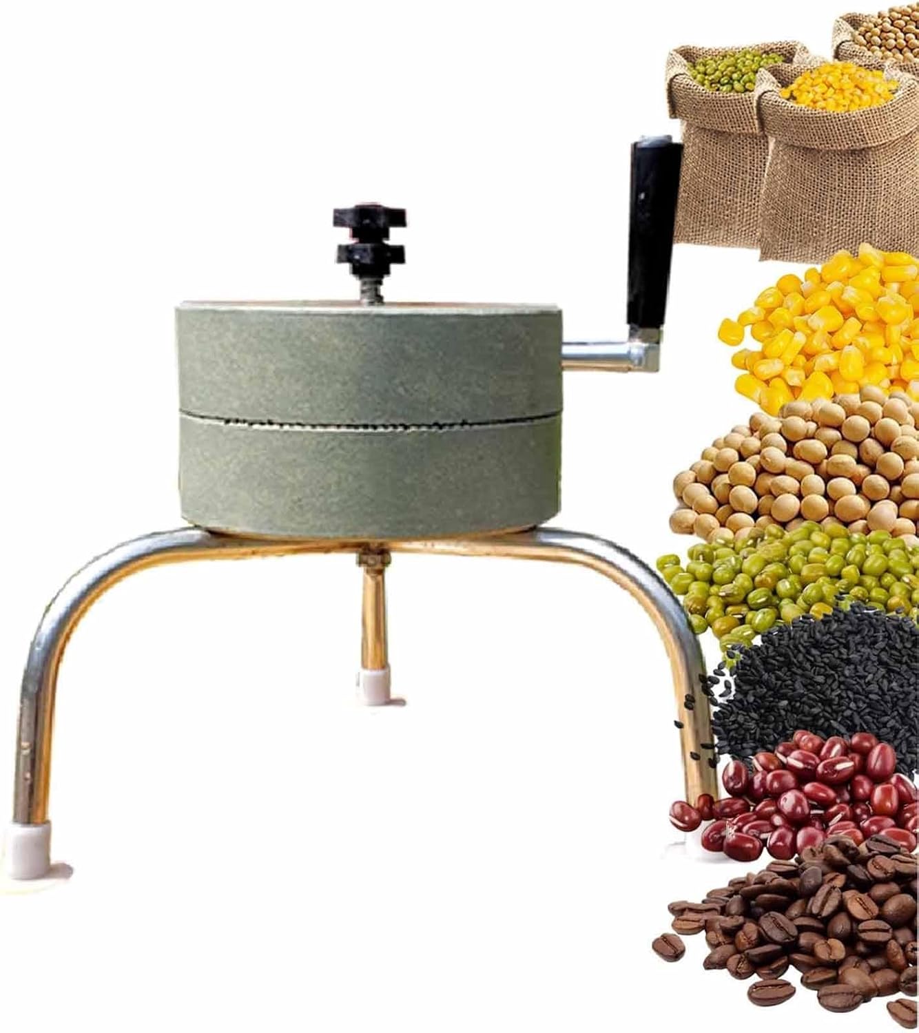 Manual Coffee Grinders Stone Mill Chinese Soybean Milk Grinder Manual Coffee Grinders, Adjustable Coarseness Barley Cornmeal Peppers Crushers Paste Mill, Household Small Stone Mill,7.9inch/20cm