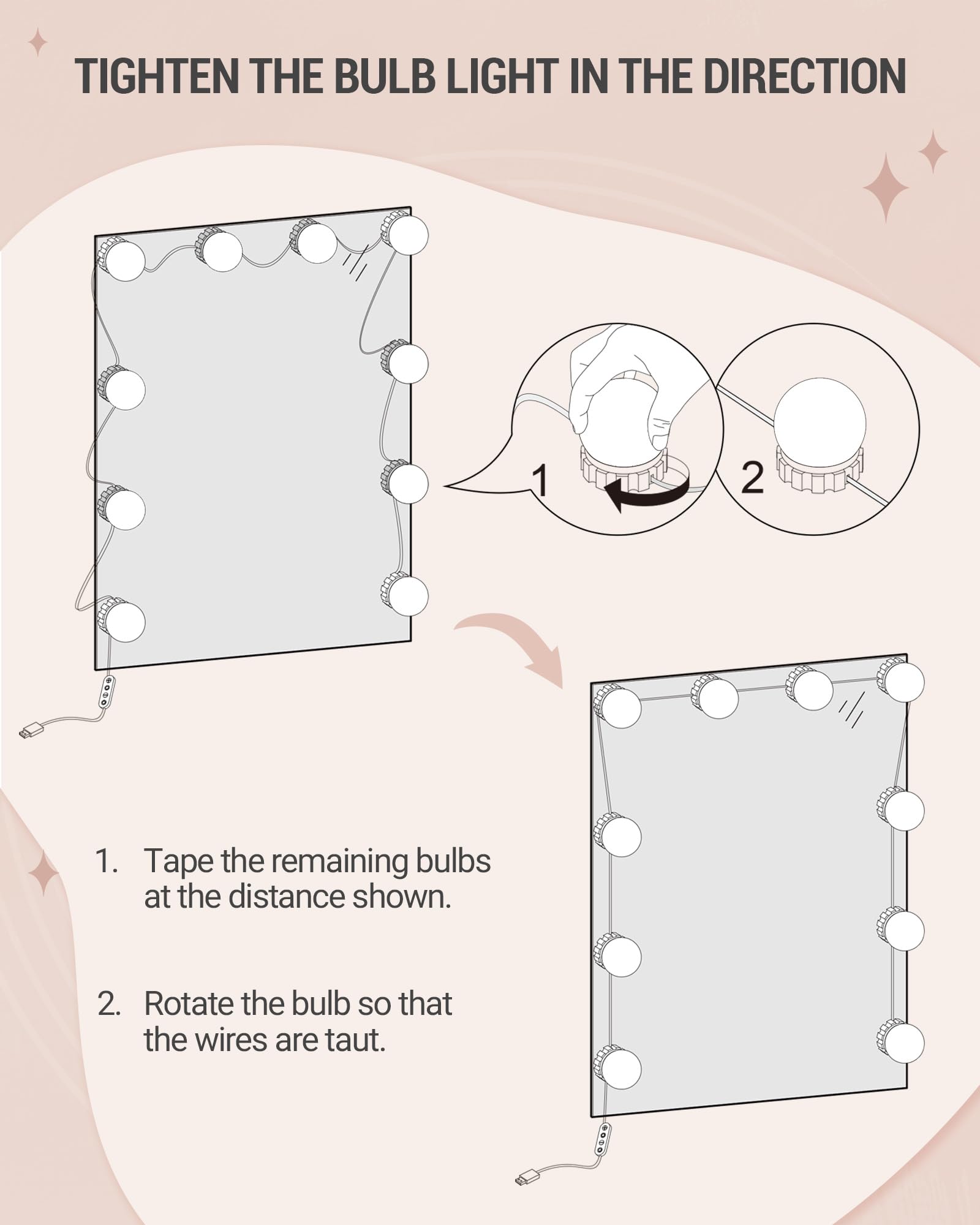 Hzuaneri Toeletta con Lampadina, Tavolo da Trucco, Vanità Per Il Trucco con 4 Ripiani Aperti e 2 Scomparti, Tavolino da Toeletta con 2 Cassetti, Bianco DT39203X