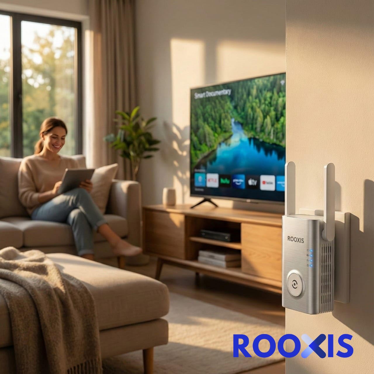Amplificador de señal WiFi para el hogar, doble banda AC1200, extiende el rango WiFi hasta 10000 pies cuadrados, repetidor WiFi con puerto Ethernet, soporta más de 50 dispositivos, fácil