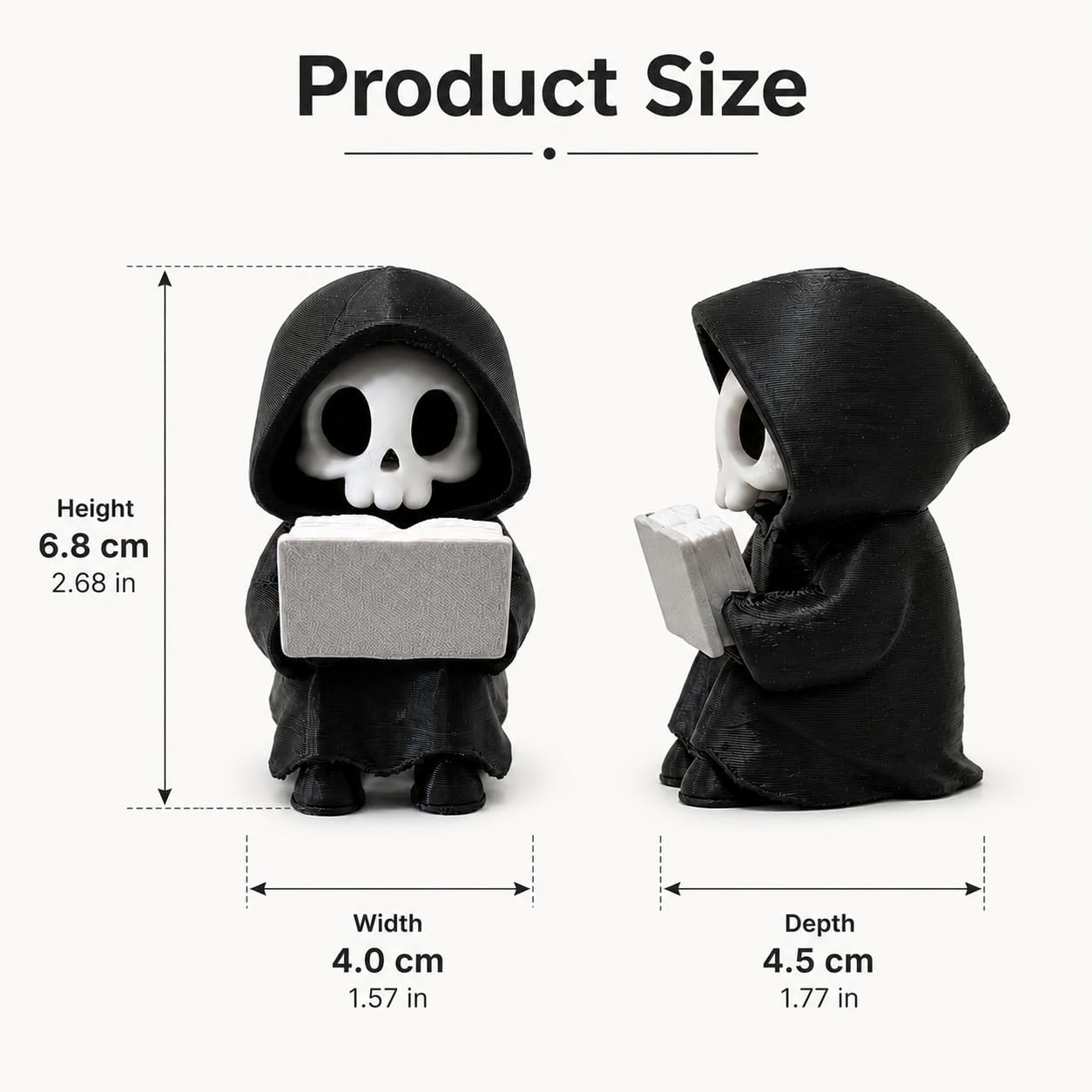 Halloween Cute Grim Reaper Reading Book Figurine Gothic Skeleton Statue Dark Academia Desk Decor Halloween Spooky Skeleton Ornament for Shelf Tabletop Home Decoration image 3