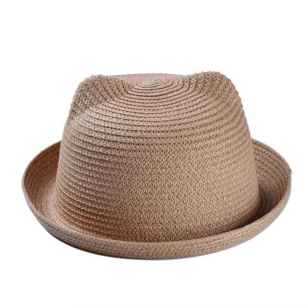 Summer Sun Hat Children Cat Ears Straw Hat Sun Hat Baby Bear Shape Parent-Child Hat Camel
