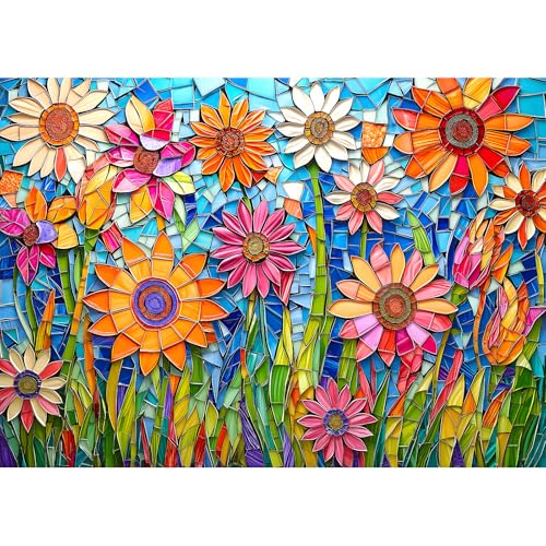 MINIWAN Mosaic Art Flowers Puzzles for Adults 1000 Pieces