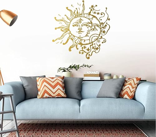 Miniatura 6 de Calcomanías de pared con estrellas y sol, luna, decoración celestial del hogar para cualquier habitación, moderno, bohemio, para dormitorio, murales