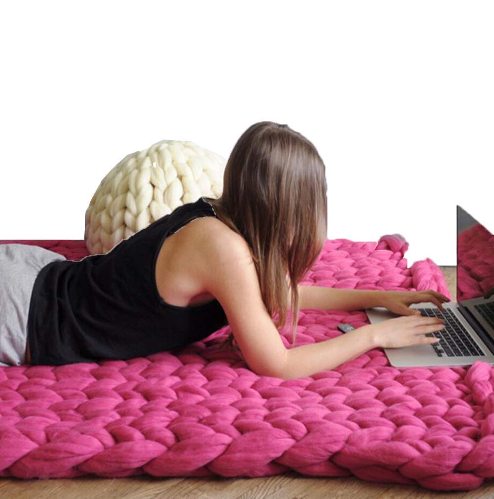 Plaid tricoté main en laine douce pour séance de yoga et décoration de canapé