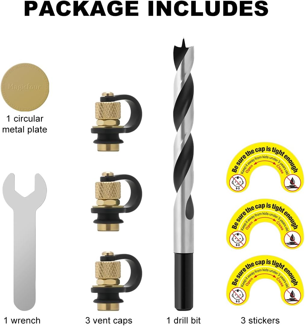 Magicfour Gas Can Vent Cap, 4 Pack Fuel Gas Vent Kit Replacement Vent Plug for Gas Fuel Water Can Jug to Allow Faster Flowing, No Wire Pull Needed