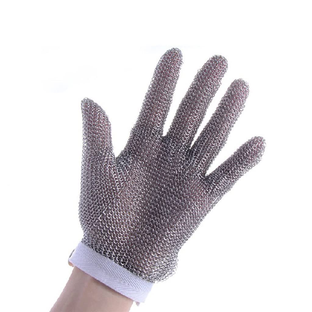 Guantes Anti Corte Guantes Resistentes A Los Cortes A Medida, Guantes De COTA De Malla De Acero Inoxidable, Guantes De Trabajo De Seguridad con Correa De Muñeca Ajustable (Tamaño : 1PCS/M)