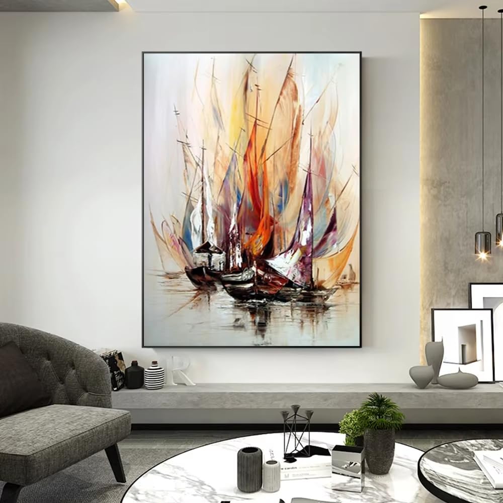 IHHGNB Modern Abstract Aesthetics Wall Art Seascape Sailing Canvas Poster Prints Home Bedroom Living Room Decoration(70x100cm(28x39in)/No frame)