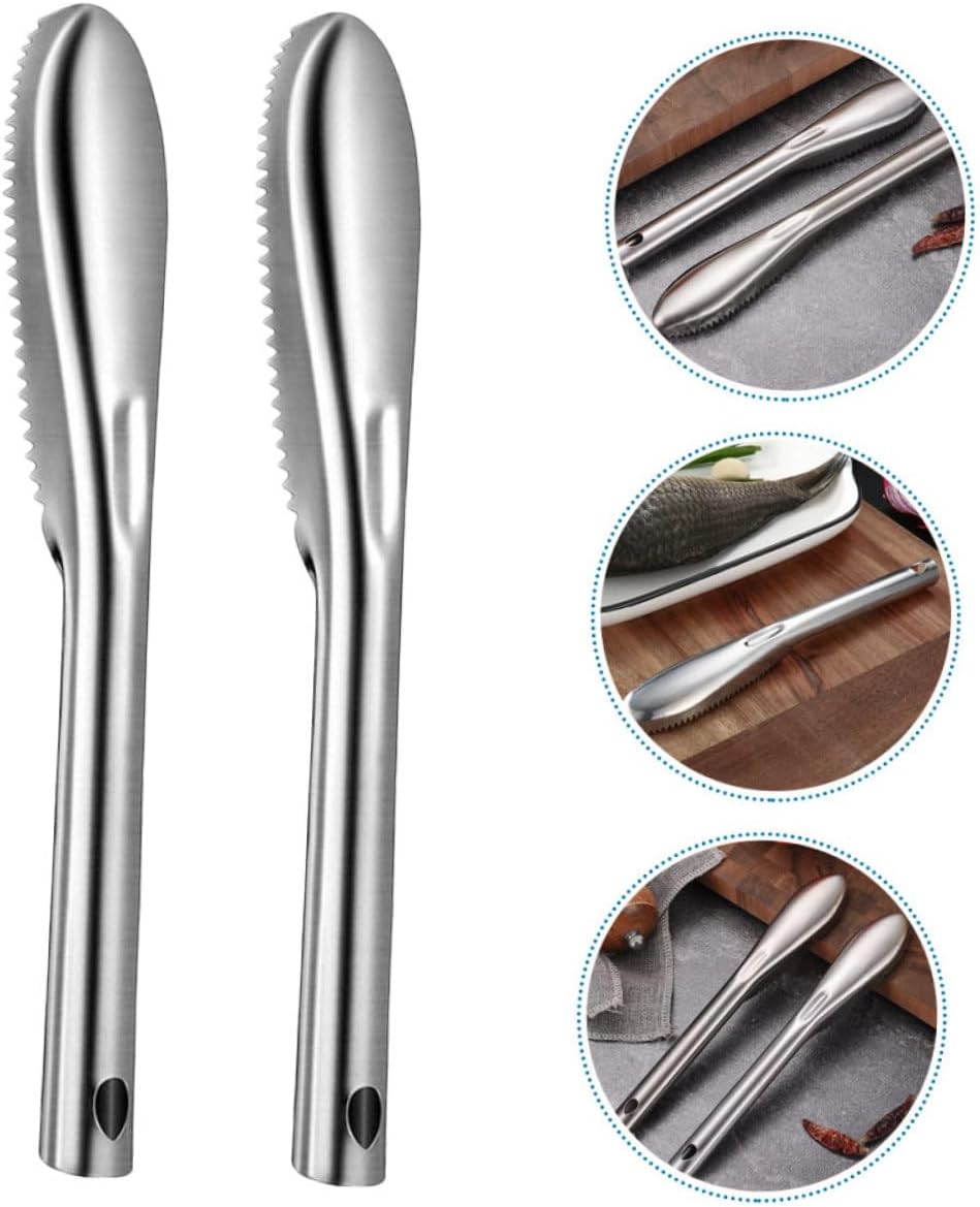 balacoo 10pcs Fish Stainless Steel Fish Scaler Kitchen Tools Shrimp Deveiner Tool