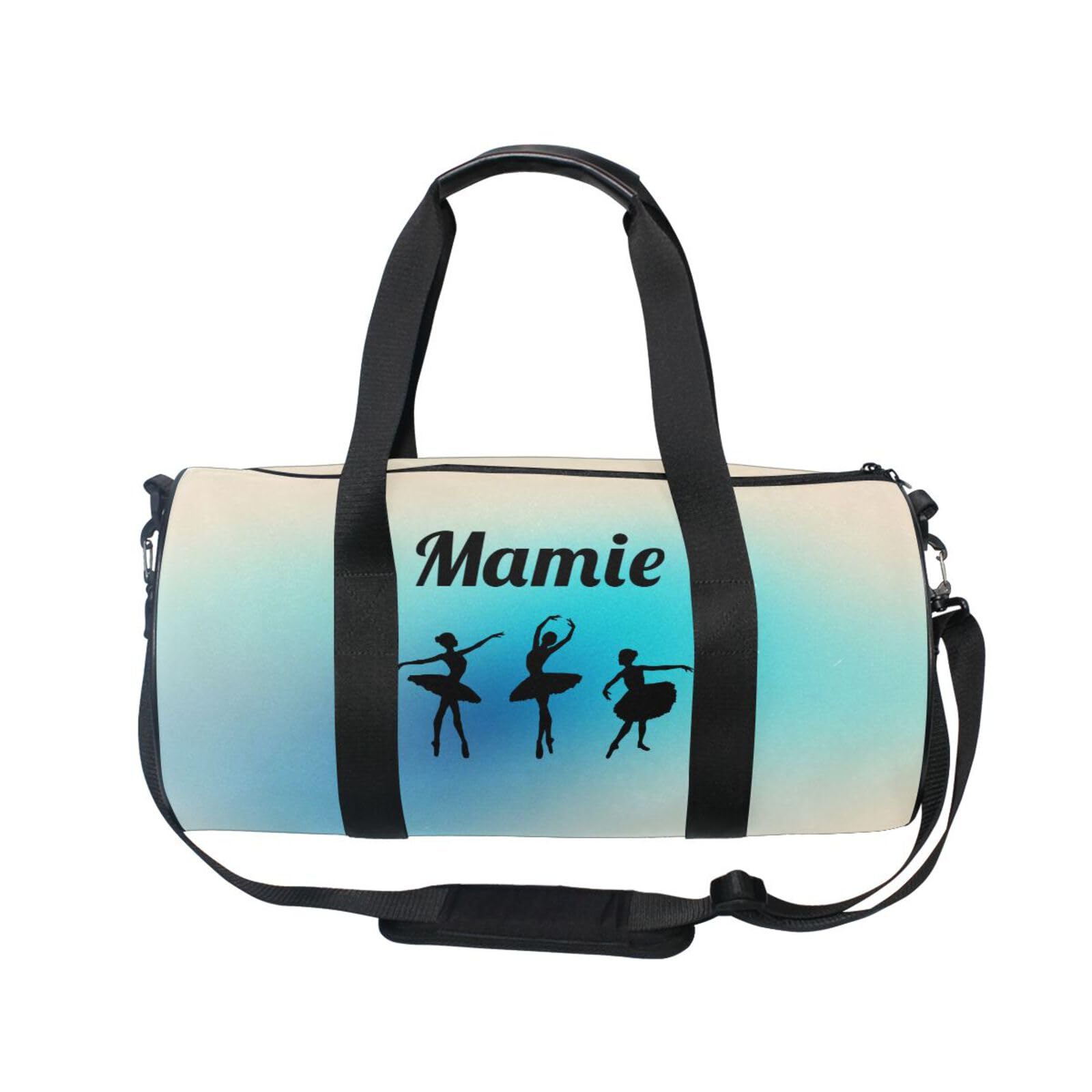 Personalized Dance Bag Gym Bag for Girl, Abstract Blue Gradient Beige Custom Sport Duffel Bag Weekender Bags Travel Duffel Bag Gymnastics