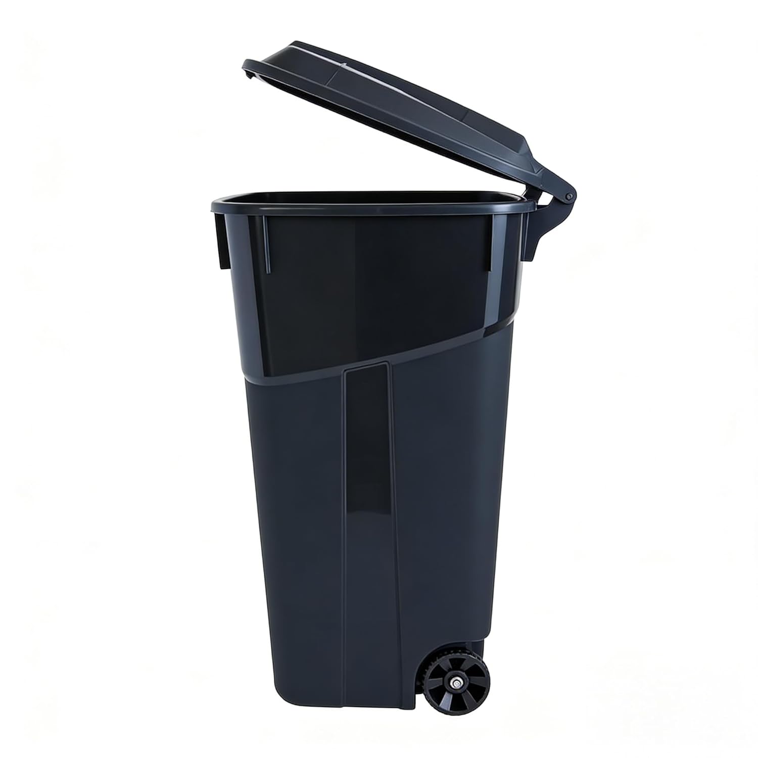 Black 32 Gallon Wheeled Heavy Duty Plastic Trash Cans, Garbage Can with Attached Lid,Rubbish Bin with Wheel, Trash Cans for Courtyard Garden, Kitchen, Living Room, Office