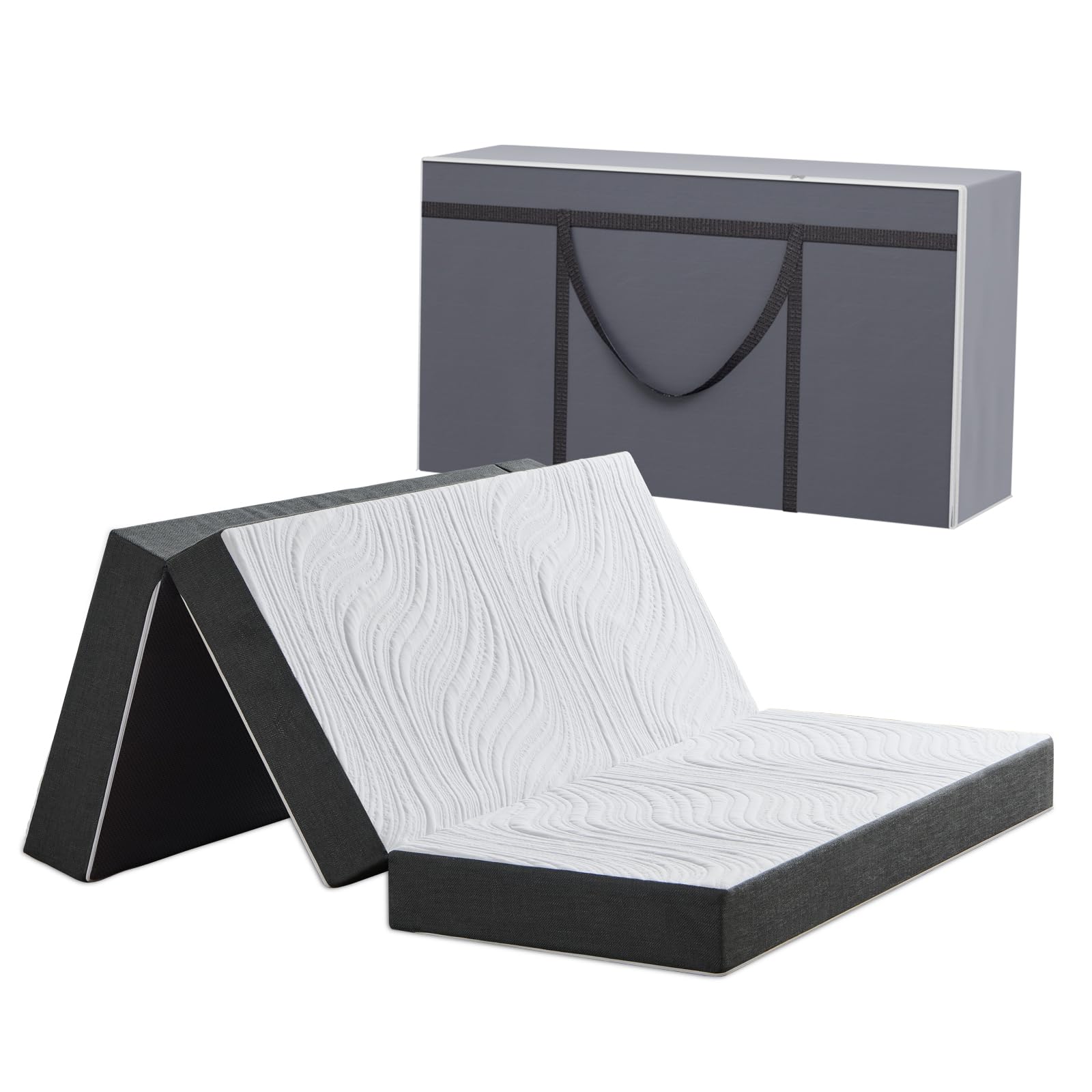 Twirest Matelas Pliant Matelas Mousse à Mémoire de Forme, Épaisse 10 cm,Idéal Camping ou Voyage, Matelas Pliable, pour Adulte, 2 Personnes (140 x 190 x 10 cm)