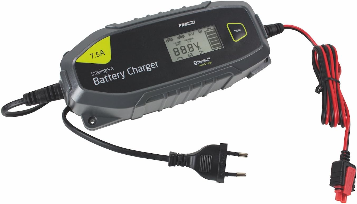 Pro-User IBC7500B charger with European plug and battery clamps