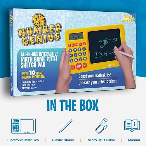 Miniatura 6 de CoolToys Number Genius - Juego electrónico interactivo de matemáticas con bloc de bocetos, juegos educativos de aprendizaje de matemáticas para