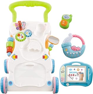 LOUJIN Caminhante musical do ABS Sit-to-Stand multifuncional da criança com altura ajustável