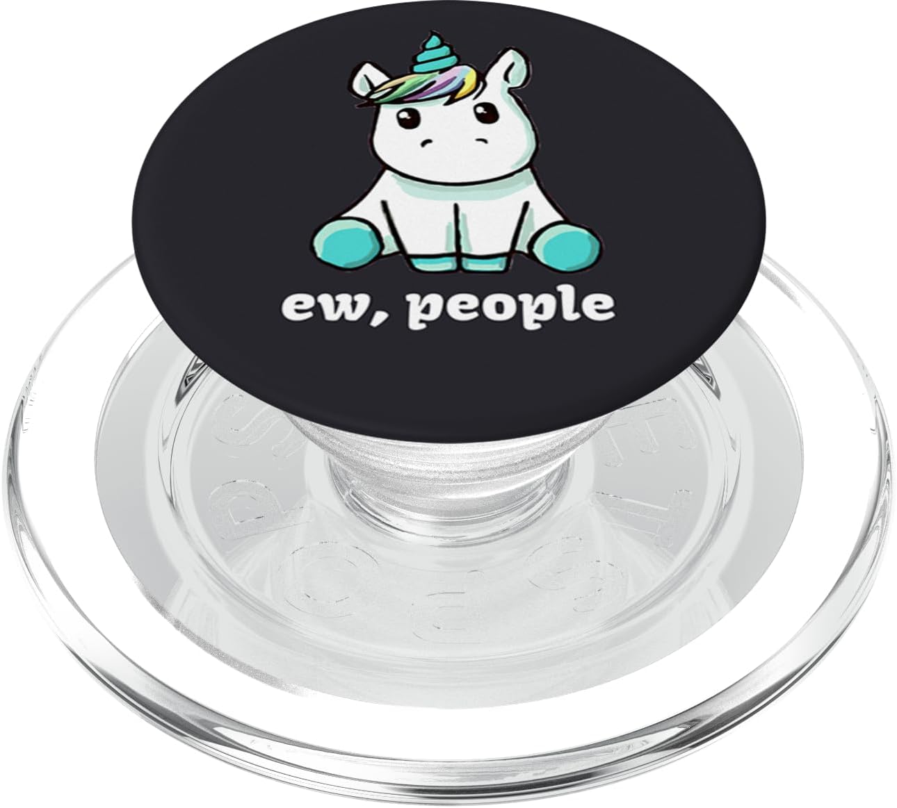 Blue Unicorn Ew People Black PopSockets MagSafe PopGrip for iPhone