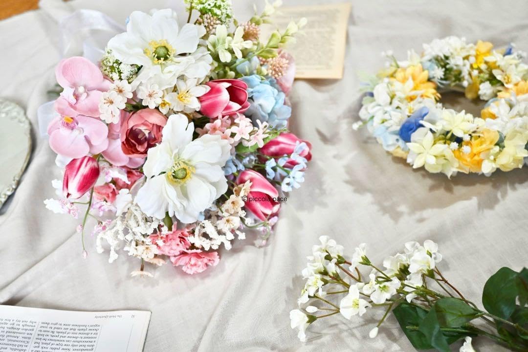 ホワイトアネモネとチューリップのパステルブーケ＆ブートニア ホワイトアネモネとチューリップのパステルブーケ＆ブートニア