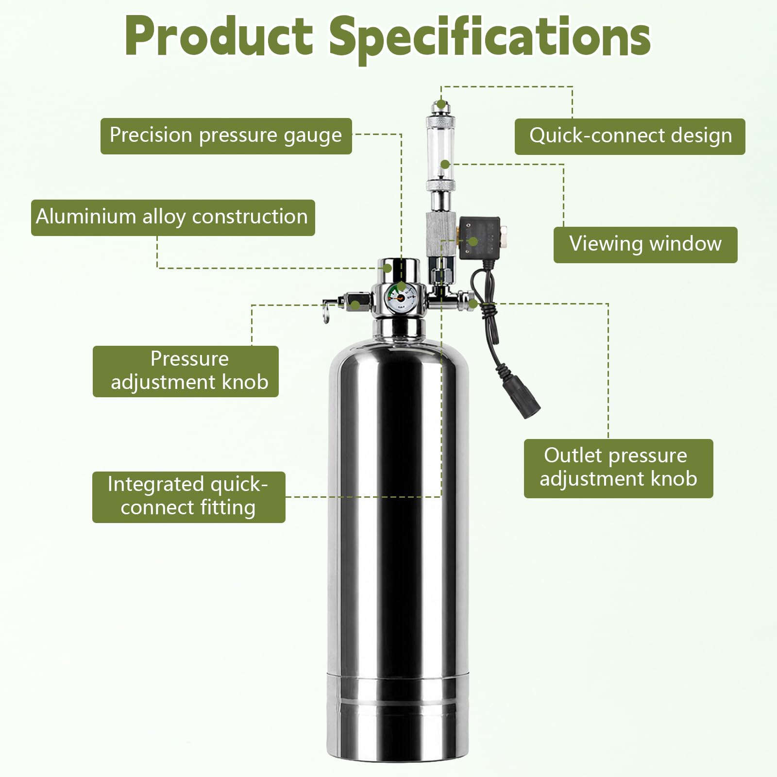 Kit generador de CO2 para acuario de 2 litros con válvula solenoide y