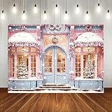 Lofaris Christmas Photography Backdrop Pink Christmas Santas Workshop Winter Snowflake Xmas Tree Background Gift Kids Adult Family Supplies Banner Party Baby Shower Decoration Background 7x5ft