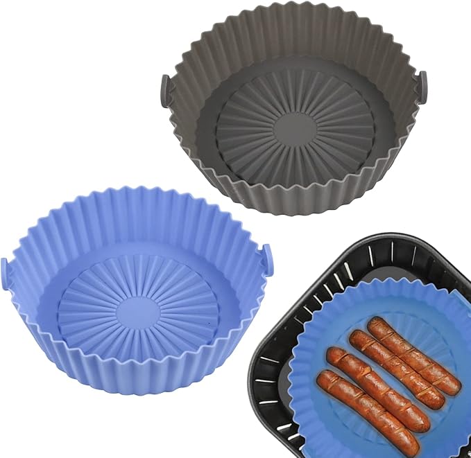 2 Picks Air Fryer Silicone Pad for 6.5 inches, Reusable Silicone Air Fryer Liner Accessories for