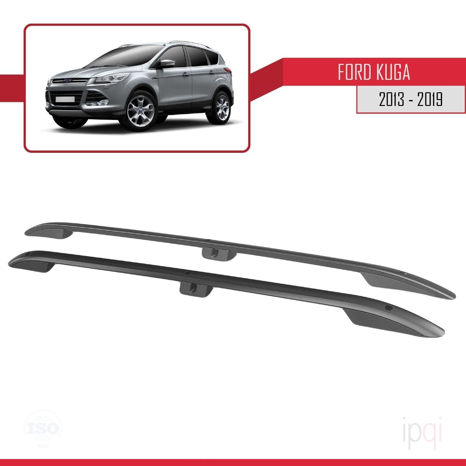Kompatibel mit Ford Kuga 2 (C520) 2013-2019 (Kurzer Radstand L1/H1) Dachreling Dachträger Gepäckträger Schwarz
