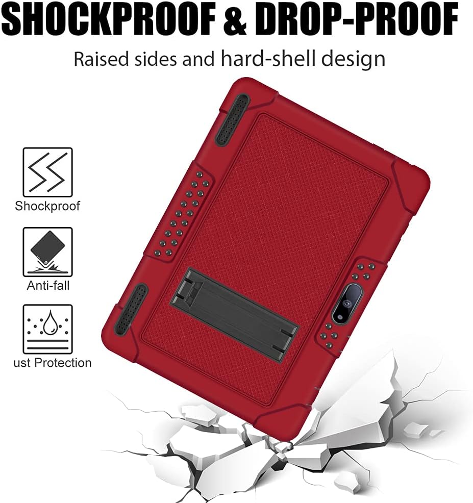 Mignova Case for Pritom M10 /quntiCO Y10 /Digiland DL1036 /Voger priorpad X100 /VUCATIMES N10/Gateway 10.1 HD Tab Case with Stand Rubber Hybrid Come with 9H Tempered Glass Film (Red+Black/2 Pcs)