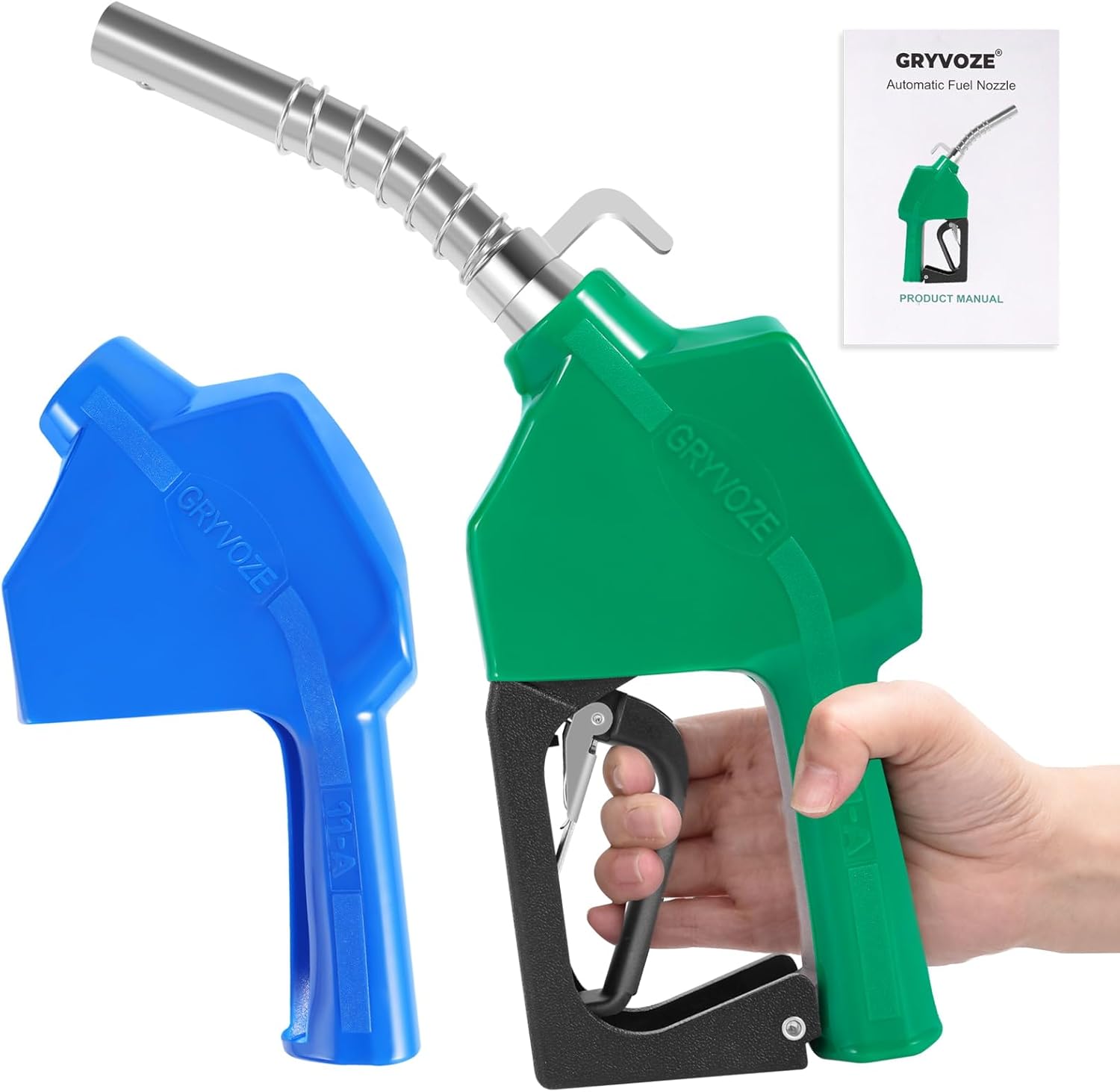 3/4" NPT Automatic Fuel Nozzle, 16 GPM Diesel Gas Pump Nozzles with Hook & 3-Position Auto Lock, Fuel Hose Handle Transfer Gun Gas Pump Nozzle for Gasoline, Diesel, Kerosene and Water