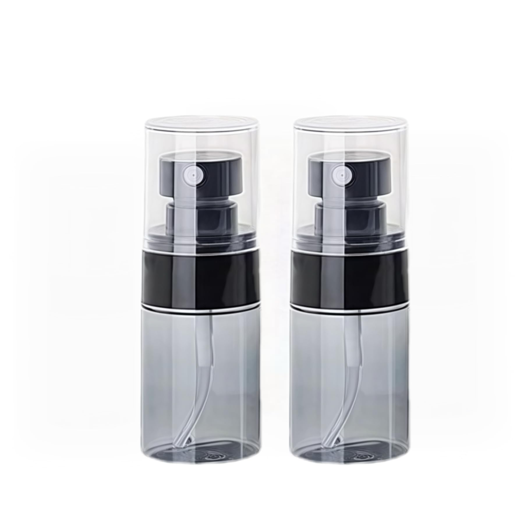 KZhuim 2 Pack Black Transparent 30ml Fine Mist Plastic Spray Bottles Refillable Empty Containers for Cleaning, Skincare, Perfume, Makeup & Travel